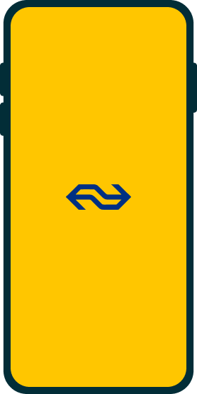NS app launch screen with the NS logo on the brand yellow.